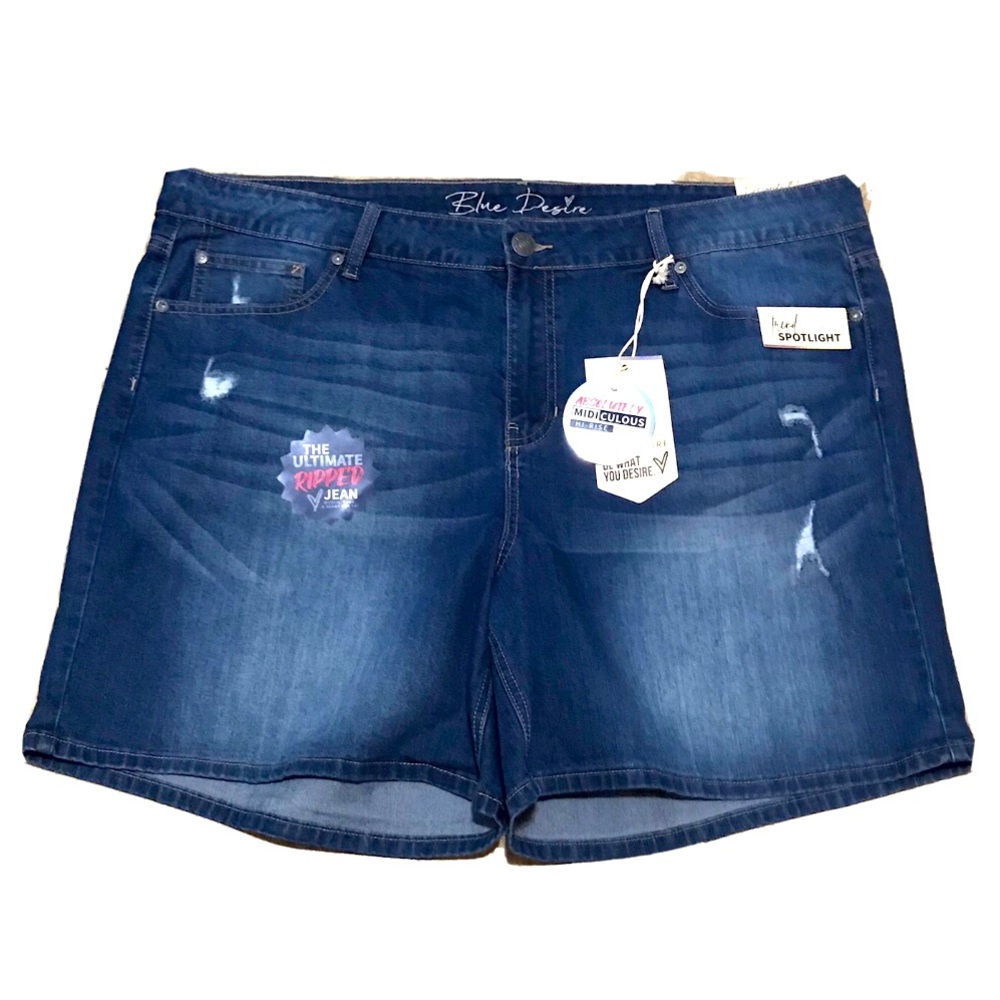 NWT High Rise Mid Thigh Ripped Jeans Shorts 22